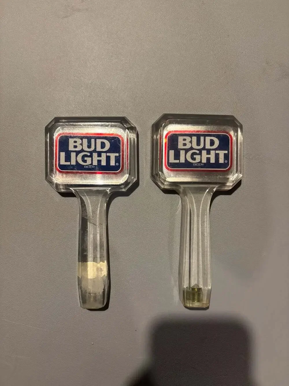 Vintage Bud Light Acrylic Beer Tap Handle Lot of 2